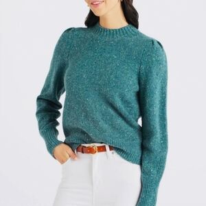 Faherty Boone Wool & Alpaca Blend Teal Women's Sweater Small